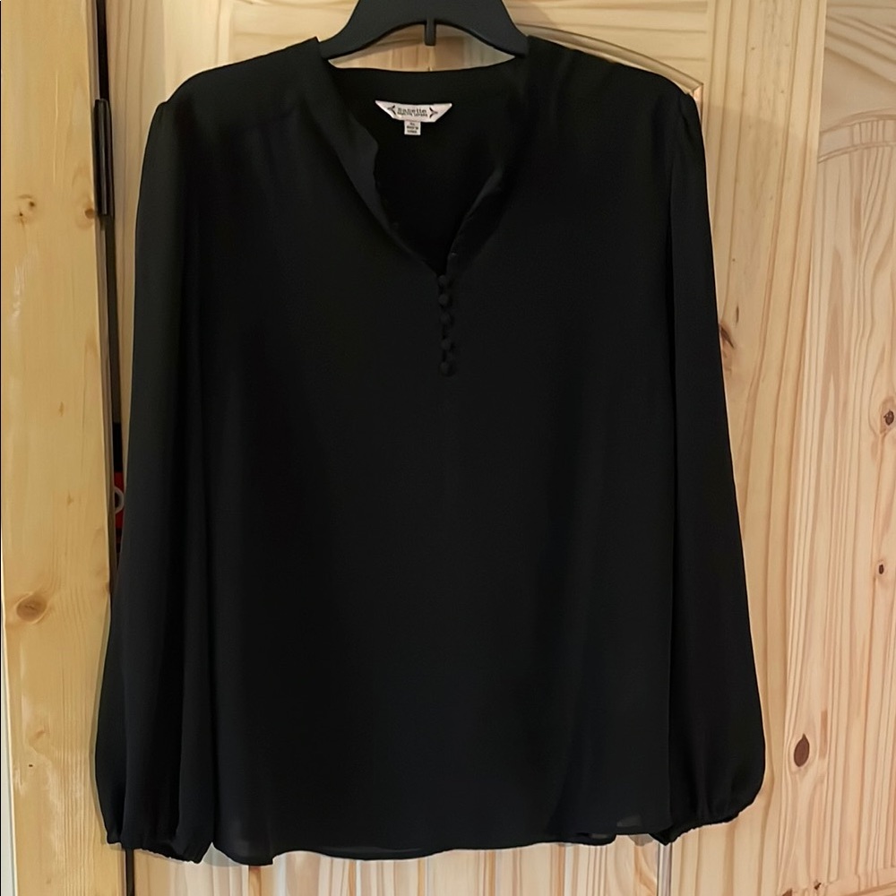 CAbi Black Long Sleeve Relaxed Blouse